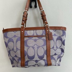 Leather Trim Lavender Signature Canvas Tote